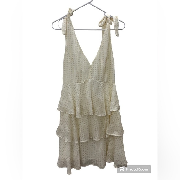 NWT Hello Molly / Dress Forum Polka Dot Ruffle Ivory Dress Size Medium - Picture 3 of 9